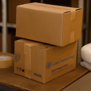 caixas de papelão reutilizadas